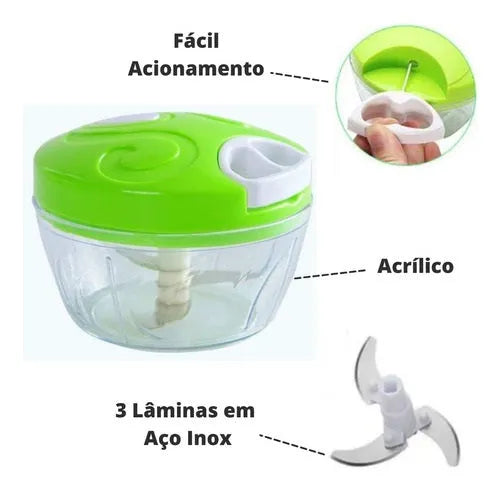 Mini Processador Triturador Alimentos Manual 3 Lâminas - Mappei