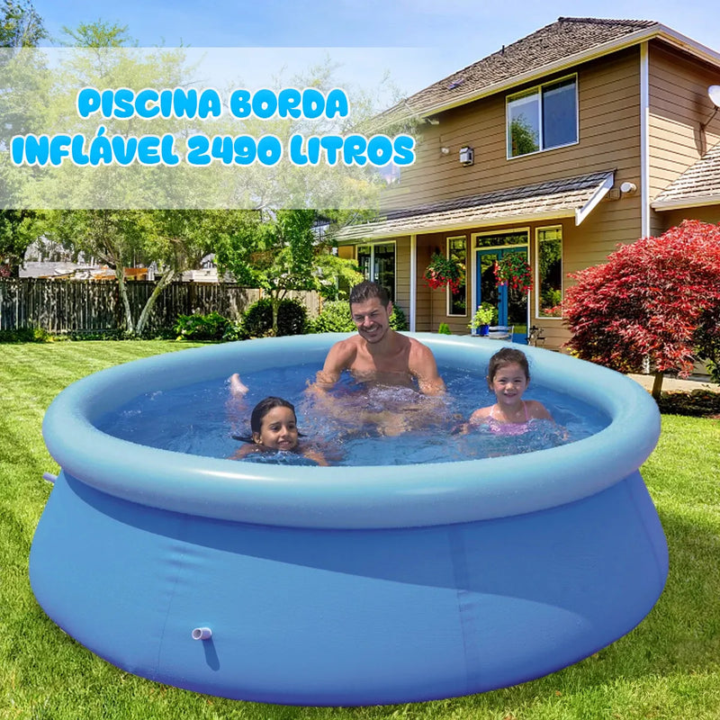 Piscina Redonda Borda Inflável 2490 Litros PVC Ultra Resistente