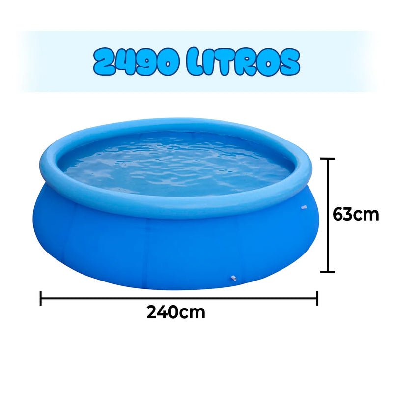 Piscina Redonda Borda Inflável 2490 Litros PVC Ultra Resistente